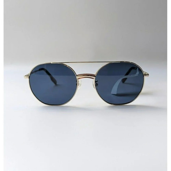 Kenzo KZ40097U Unisex Brow Bar Round Metal Gold & Blue Lens Sunglasses MSRP $180 - Picture 3 of 10